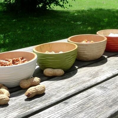 Wooden bowl - fruit bowl - carved salad bowl - avocado green - XS (Øxh) 11.25cm x 5cm
