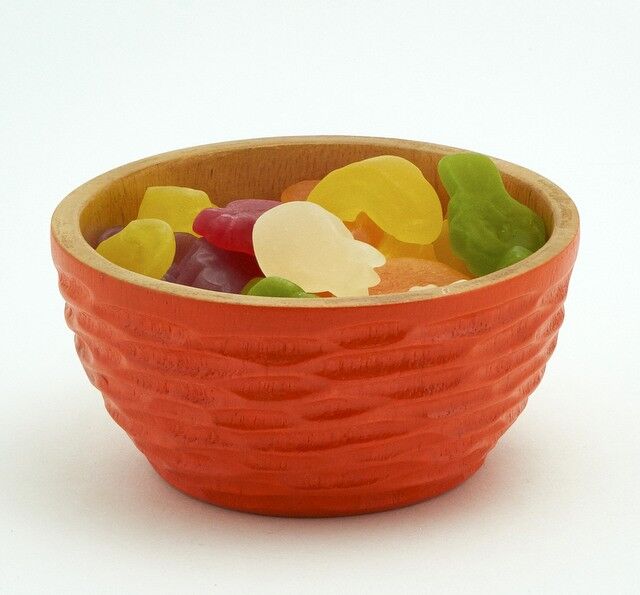 Ciotola in legno - portafrutta - insalatiera intagliata - arancione - XS (Øxh) 11,25 cm x 5 cm