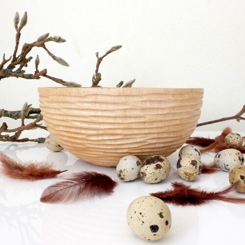 Wooden bowl - fruit bowl - carved salad bowl - natural - S (Øxh) 15cm x 7.5cm