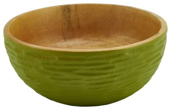 Bol en bois - coupe à fruits - saladier sculpté - vert avocat - S (Øxh) 15cm x 7.5cm 2