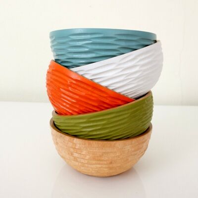Wooden bowl - fruit bowl - carved salad bowl - avocado green - S (Øxh) 15cm x 7.5cm