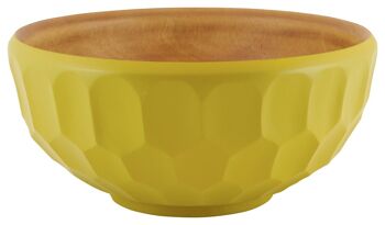 Bol en bois - coupe à fruits - saladier - modèle Sophia - jaune curry - (Øxh) 27,5cmx12,5cm 2