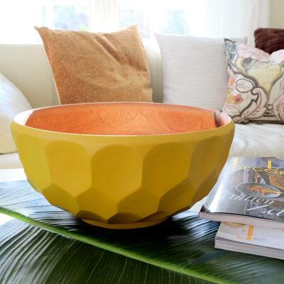Wooden bowl - fruit bowl - salad bowl - model Sophia - curry yellow - (Øxh) 27.5cmx12.5cm