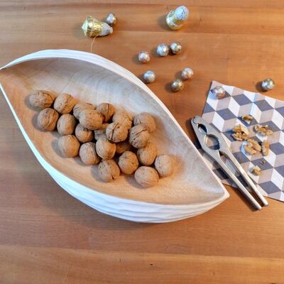 Wooden bowl - fruit bowl - salad bowl - model Palm Seed - white - S (lxwxh) 40cm x 20 x 8.8cm