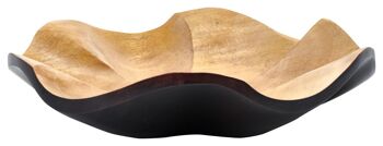 Bol en bois - coupe à fruits - saladier - modèle Feuille de Lotus - choco - S (Øxh) 25cm x 7,5cm 3