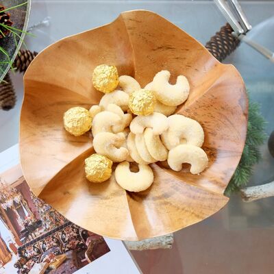 Wooden bowl - fruit bowl - salad bowl - model Lotus Leaf - choco - S (Øxh) 25cm x 7.5cm