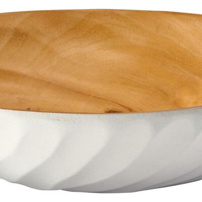 Wooden bowl - fruit bowl - salad bowl - model Eddy - white - S (Øxh) 30cm x 7.5cm