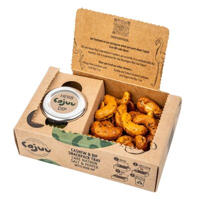 Lake Natron Salt and Pepper Cashew Nuts Tray with Herb Dip (Case of 6 x 100g)