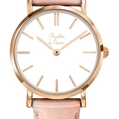 the genuine rose gold leather F white-F