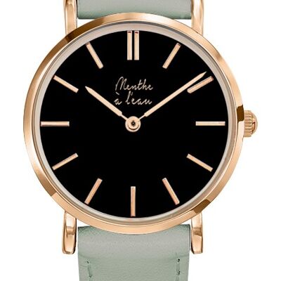 genuine water green leather F black rose gold-F