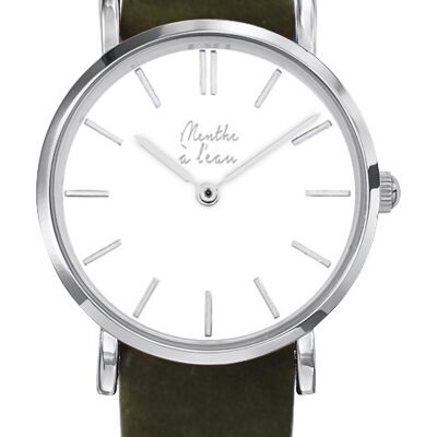 the genuine leather khaki F white chrome-F