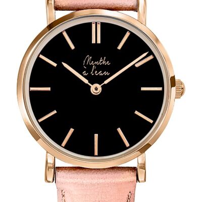 the genuine rose gold leather F black-F
