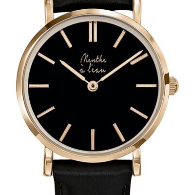 the genuine leather black F black gold rose-F