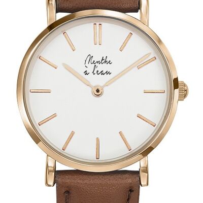 the genuine camel leather F white B rose gold-F