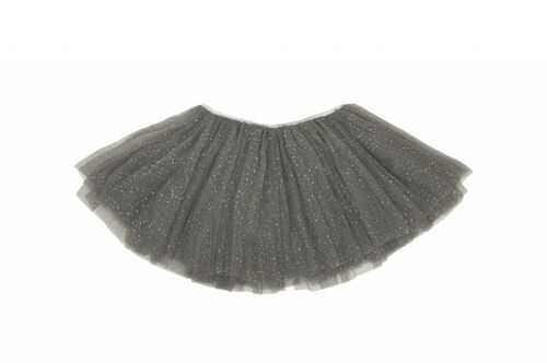 Tutu Tulle Anthracite 
paillette argent Court