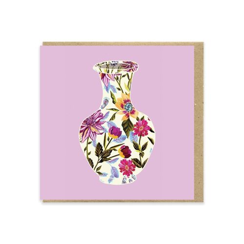 English Garden Vase 130mm Square Greeting Card