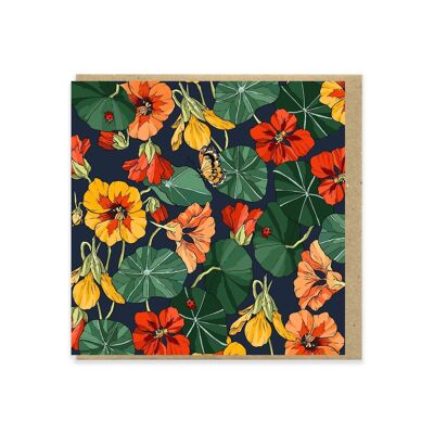 Nasturtium 130mm Square Greeting Card