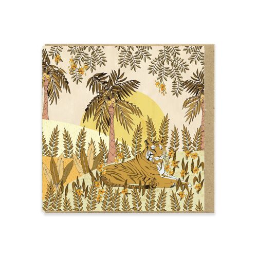Golden Tiger 130mm Square Greeting Card
