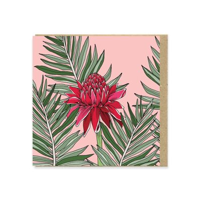 Torch Ginger 130mm Square Greeting Card
