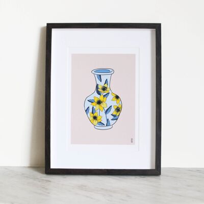 Vase à fleurs jaunes A4 Impression artistique