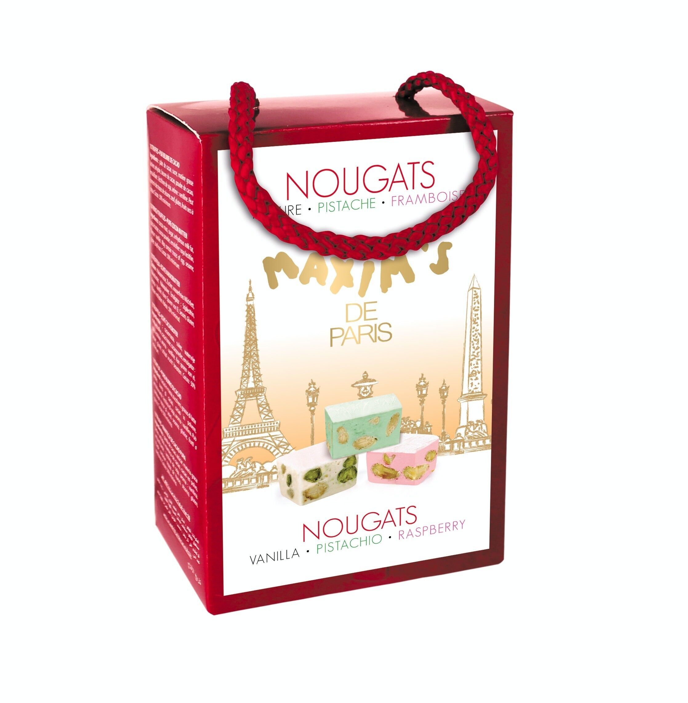 Ballotin mit 12 natürlichen Pistazien- und Himbeernougats - 80 g