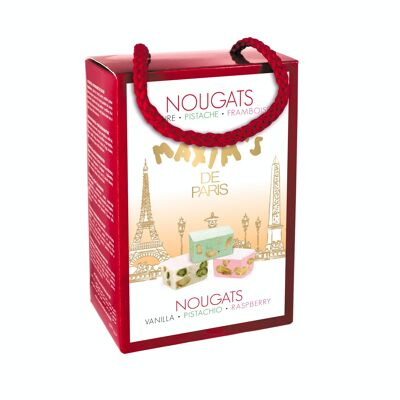 Ballotin 12 nougats nature pistache et framboise - 80g