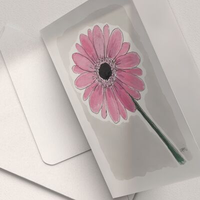 Gerbera, Pink - A6 Folded