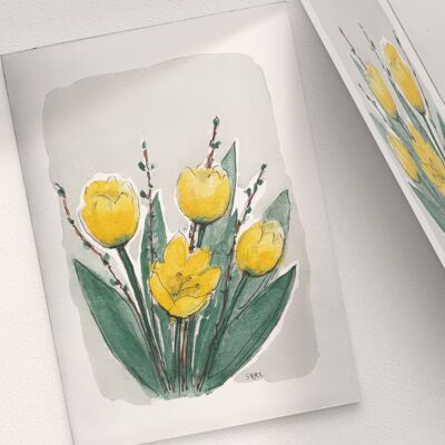 Tulipes jaunes - A6 plié