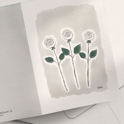 White Roses - A6 Folded