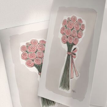 Bouquet de roses roses - A6 plié 1