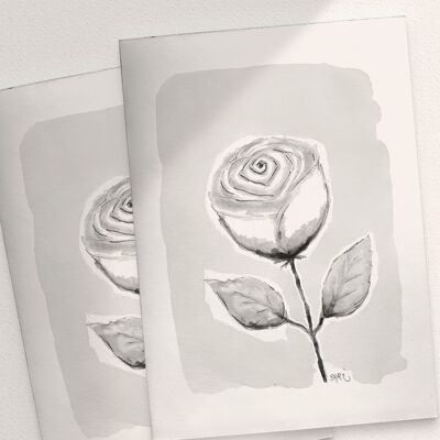 Rose, Black/White - A6 Folded
