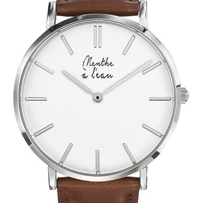 genuine camel leather F white chrome-H