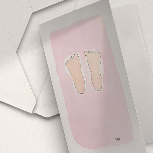 Baby Toes, Light Pink - A6 Folded