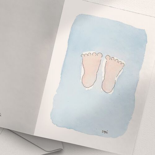 Baby Toes, Light Blue - A6 Folded