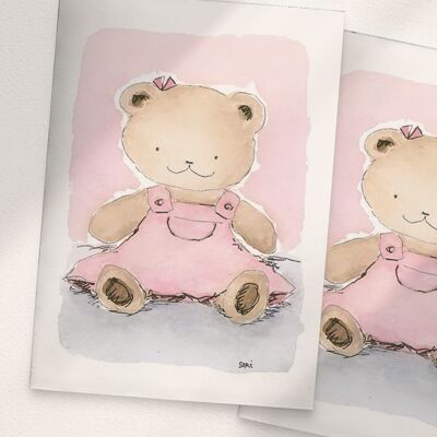 Teddy Bear,Light Pink - A6 Folded I