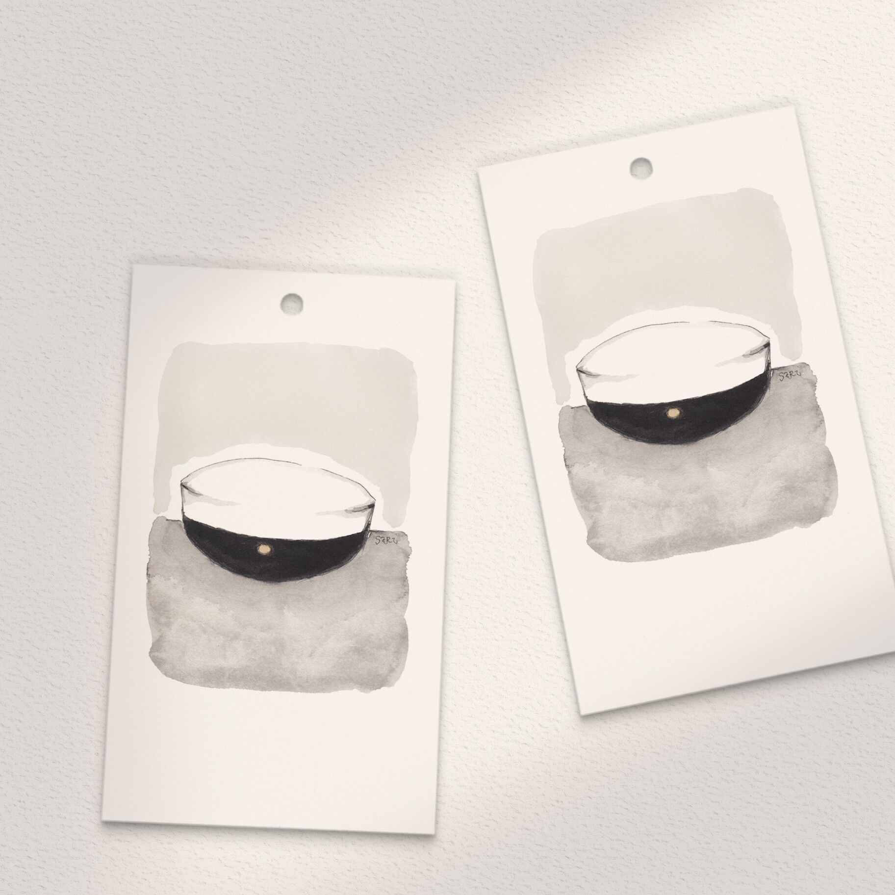 Chapeau d'étudiant/Noir/Blanc - A6 plié