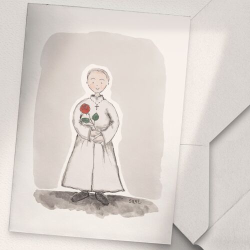 Boy with the Confirmation Dress and a Red Rose - A6 Folded