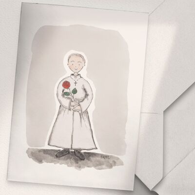 Boy with the Confirmation Dress and a Red Rose - A6 Folded
