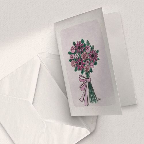 Purple/Pink Bouquet - A6 Folded