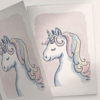 Unicorn, Light Pink - A6 Folded