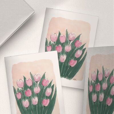 Tulipes roses - A6 plié
