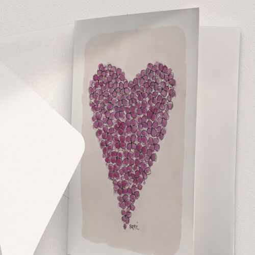 Heart of Hydrangea, Purple - A6 Folded