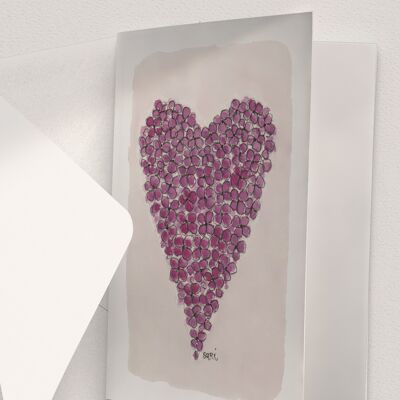 Coeur d'hortensia, violet - A6 plié