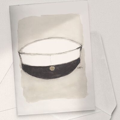 Sombrero de estudiante, negro / blanco - A6 doblado