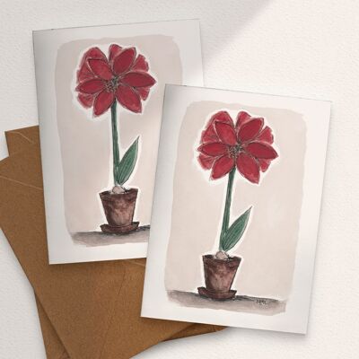 Amaryllis, Rot - A6 gefaltet