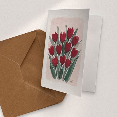 Red Tulips - A6 Folded