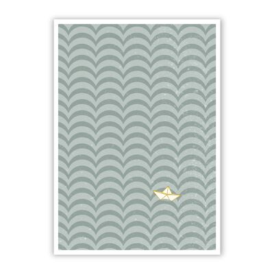 Postkarte "half full of ocean" Holzschliffpappe