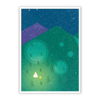 Postkarte "campfire" Holzschliffpappe