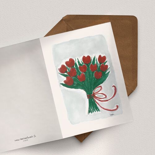 Red Tulip Bouquet - A6 Folded