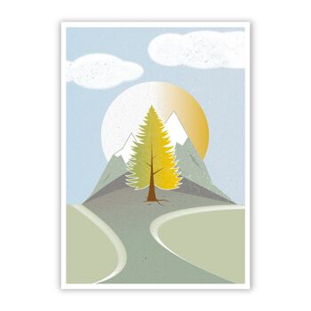 Carte postale "au milieu : un arbre" carton pâte à bois 1